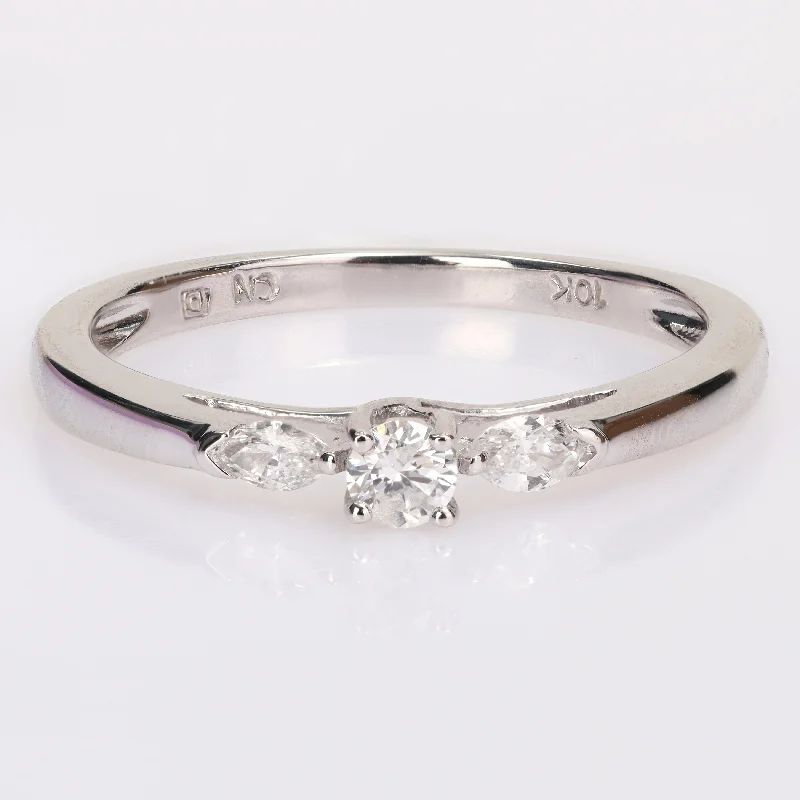 Solitaire Diamond Rings in Platinum SettingsMiadora 10k White Gold 1/4ct TDW Marquise & Round-cut Diamond 3-Stone Engagement Ring