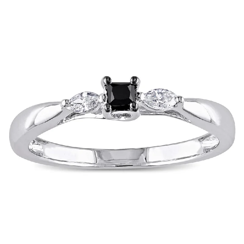 Solitaire Diamond Rings in Platinum SettingsMiadora 10k White Gold 1/4ct TDW Black and White Diamond 3-stone Ring
