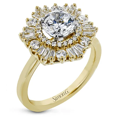 Halo - Style Diamond Rings with Smaller Accent DiamondsEngagement Ring in 18k Gold with Diamonds
