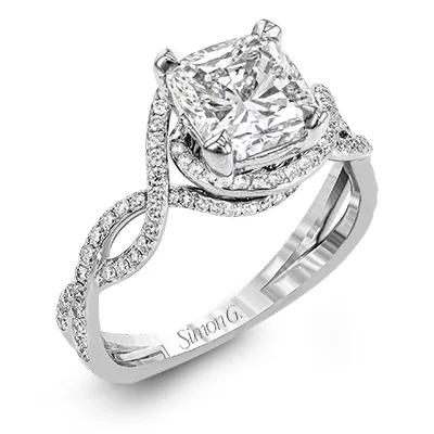 Halo - Style Diamond Rings with Smaller Accent DiamondsEngagement Ring in 18k Gold with Diamonds