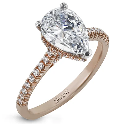 Halo - Style Diamond Rings with Smaller Accent DiamondsEngagement Ring in 18k Gold with Diamonds