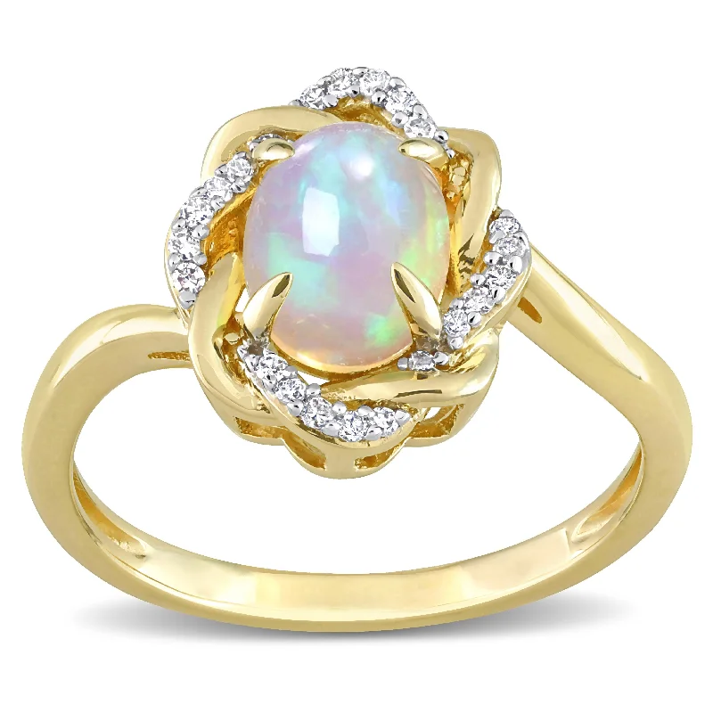 Custom - Designed Diamond Rings to Reflect Your PersonalityMiadora 1/10ct TDW Diamond and Ethiopian Opal-Blue Fashion Ring 10K Yellow Gold