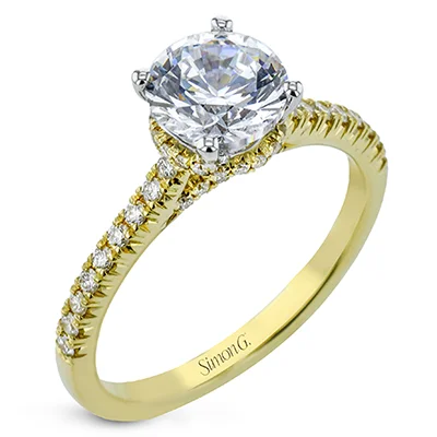 Halo - Style Diamond Rings with Smaller Accent DiamondsEngagement Ring in 18k Gold with Diamonds