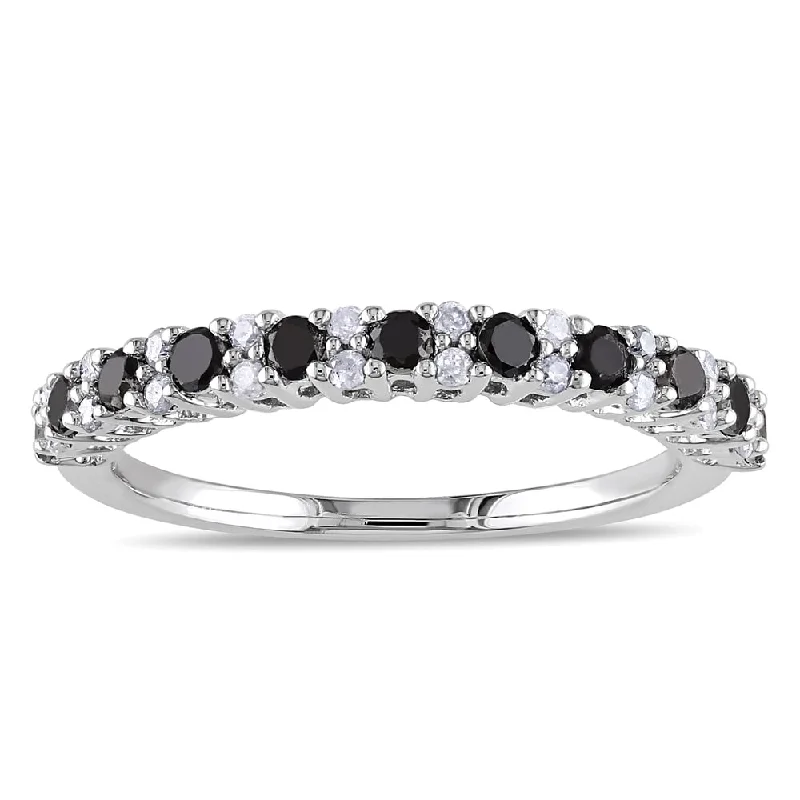 Solitaire Diamond Rings in Platinum SettingsMiadora Sterling Silver 1/2ct TDW Black and White Diamond Ring