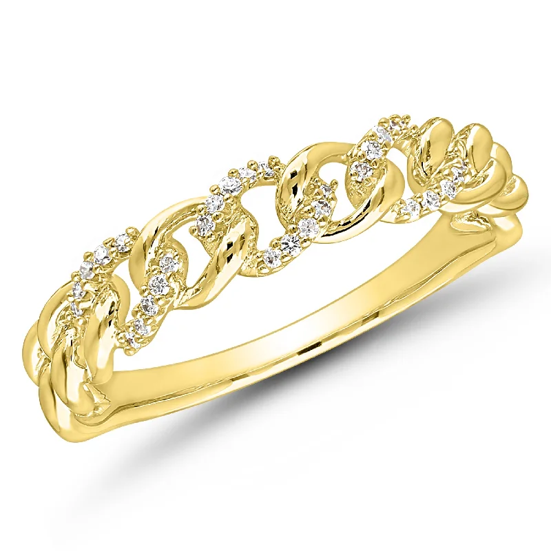 Three - Stone Diamond Rings with Princess - Cut Diamonds9K Yellow Gold chain link Diamond ring