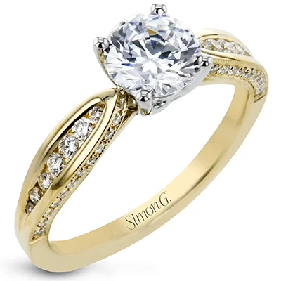 Halo - Style Diamond Rings with Smaller Accent DiamondsEngagement Ring in 18k Gold with Diamonds