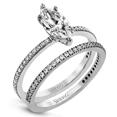 Halo - Style Diamond Rings with Smaller Accent DiamondsWedding Set in 18k Gold with Diamonds
