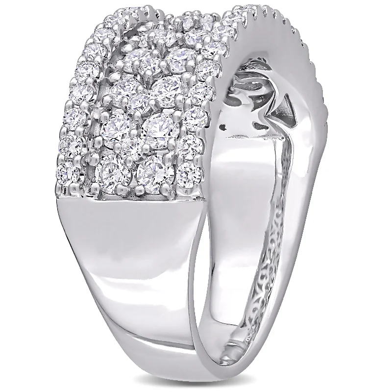 Solitaire Diamond Rings in Platinum SettingsMiadora 14k White Gold 1 1/2ct TDW Diamond Multi-Row Eternity Wedding Band Ring
