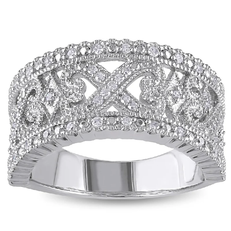 Halo - Style Diamond Rings with Smaller Accent DiamondsMiadora Sterling Silver 1/4ct TDW Diamond Heart Band