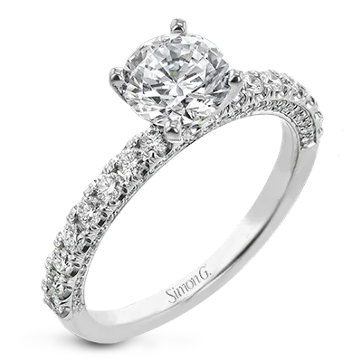 Halo - Style Diamond Rings with Smaller Accent DiamondsEngagement Ring in 18k Gold with Diamonds