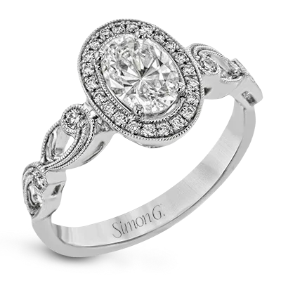 Halo - Style Diamond Rings with Smaller Accent DiamondsEngagement Ring in 18k Gold with Diamonds