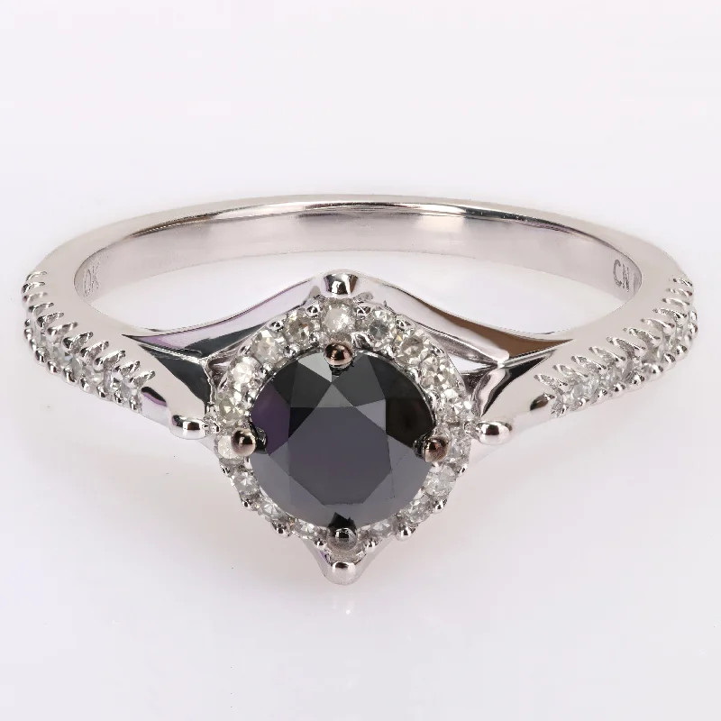 Custom - Designed Diamond Rings to Reflect Your PersonalityMiadora 10k White Gold with Black Rhodium 1 1/5ct TDW Black & White Diamond Halo Engagement Ring
