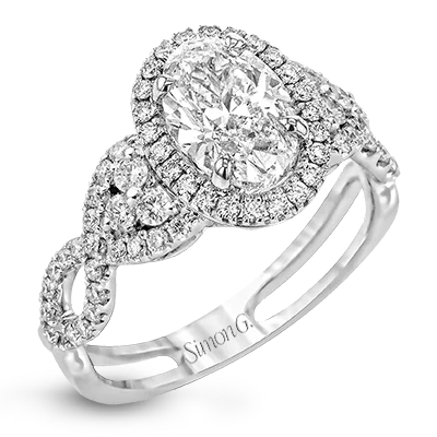 Halo - Style Diamond Rings with Smaller Accent DiamondsEngagement Ring in 18k Gold with Diamonds