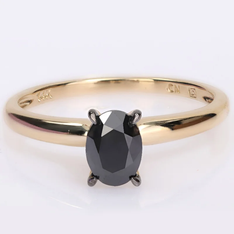 Custom - Designed Diamond Rings to Reflect Your PersonalityMiadora 1ct TDW Oval-cut Black Diamond Solitaire Engagement Ring in 14k Yellow Gold