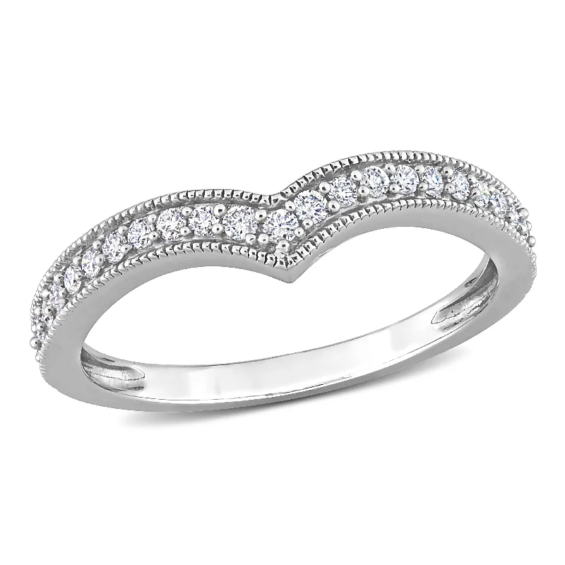 Solitaire Diamond Rings in Platinum SettingsMiadora 1/4ct TDW Diamond Contour Stackable Semi-Eternity Wedding Band Ring in 10k White Gold