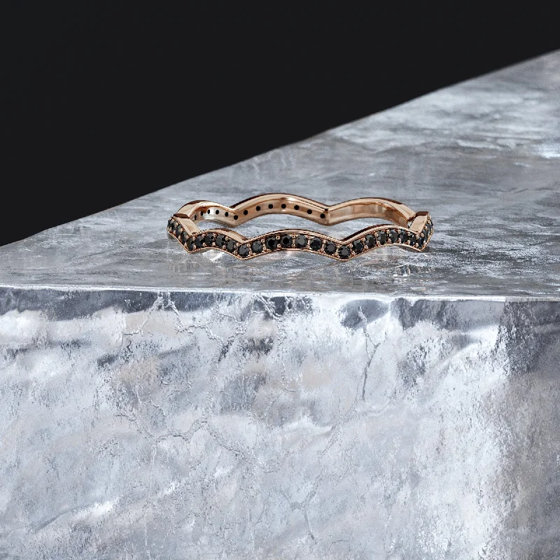 Custom - Designed Diamond Rings to Reflect Your PersonalityEvent Horizon Wavey  Natural Black & White  Diamond Ring