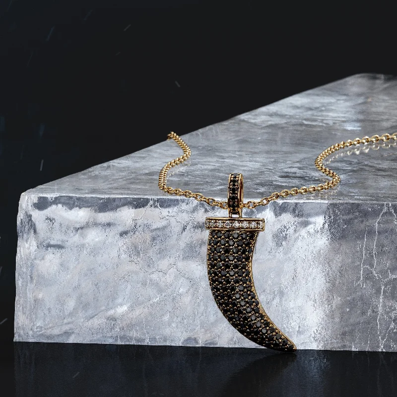 Halo - Style Diamond Rings with Smaller Accent DiamondsLunar Eclipse Natural Black Diamond Alternative Pendant with a Yellow Necklace