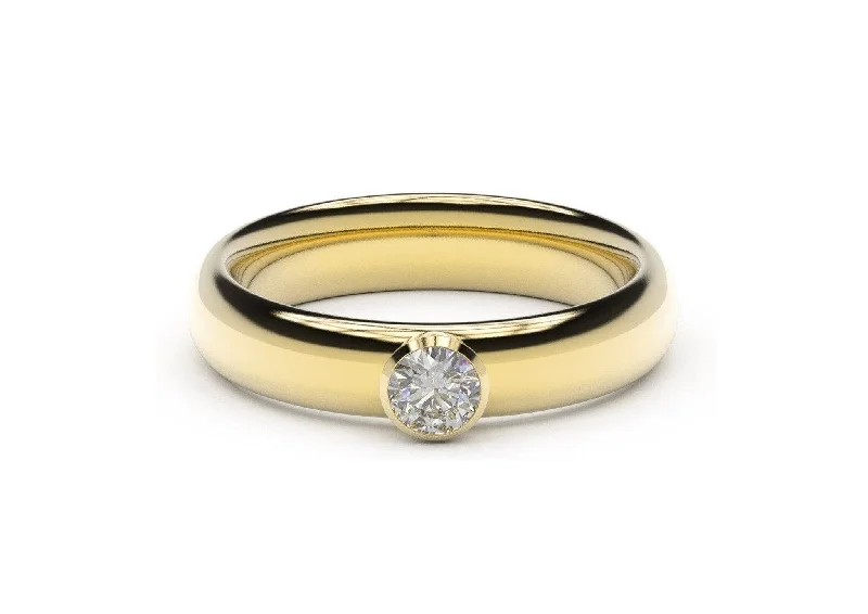 Three - Stone Diamond Rings with Princess - Cut DiamondsElegant Engagement Ring, Yellow Gold