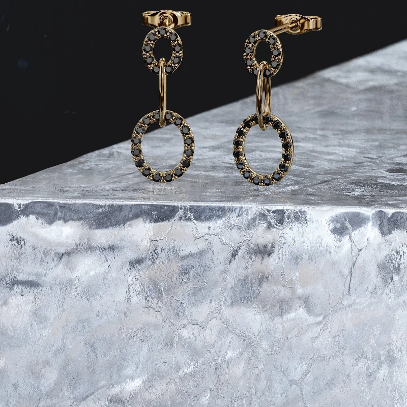 Vintage - Inspired Diamond Rings with Filigree WorkMaleficent Natura Black Diamonds Yellow Gold Unique Earrings