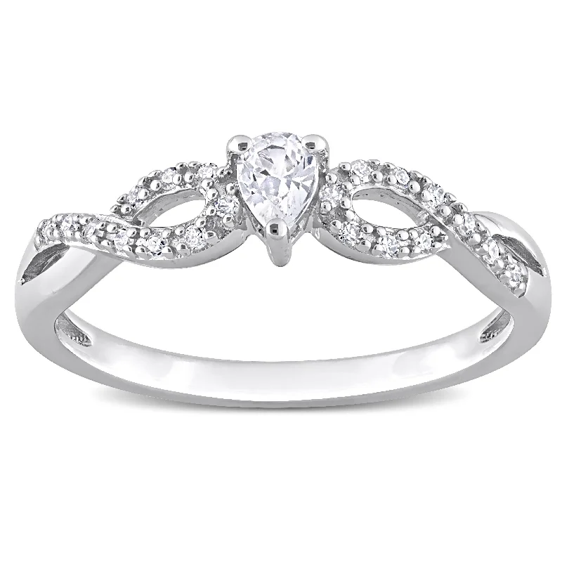 Vintage - Inspired Diamond Rings with Filigree WorkMiadora 1/10ct TDW Diamond and Created White Sapphire Infinity Engagement Ring in Sterling Silver