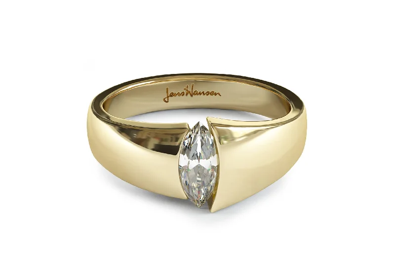 Halo - Style Diamond Rings with Smaller Accent DiamondsThe Jens Hansen Marquise Diamond Ring, Yellow Gold