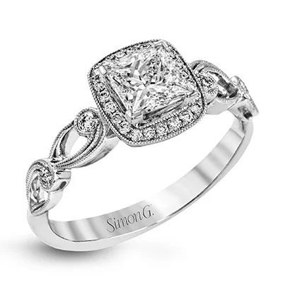 Vintage - Inspired Diamond Rings with Filigree WorkEngagement Ring in 18k Gold with Diamonds