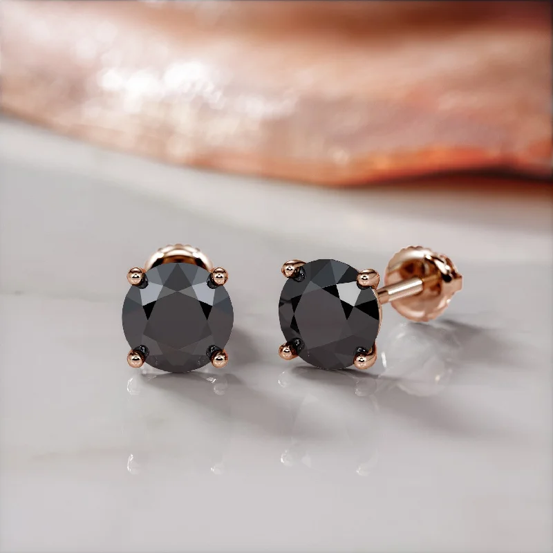 Three - Stone Diamond Rings with Princess - Cut DiamondsMonochrome Natural Black Diamonds Martini Stud Earrings