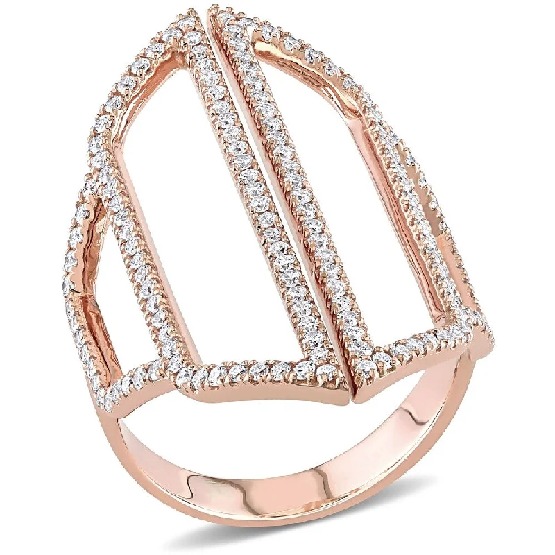 Solitaire Diamond Rings in Platinum SettingsMiadora 14k Rose Gold 3/4ct TDW Diamond Geometric Abstract Middle Finger Ring