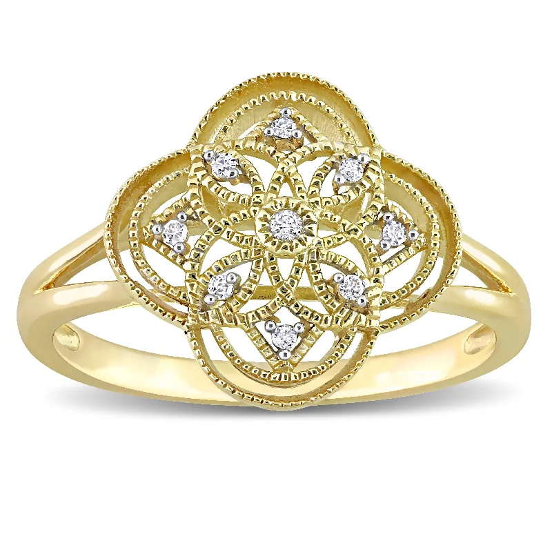 Solitaire Diamond Rings in Platinum SettingsMiadora 10k Yellow Gold Diamond Accent Quatrefoil Lace Ring