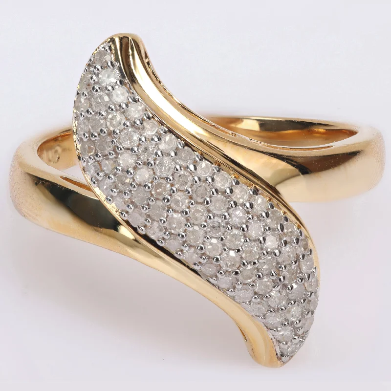 Halo - Style Diamond Rings with Smaller Accent DiamondsMiadora 3/8ct TDW Diamond Clustered Bypass Ring in Yellow Plated Sterling Silver
