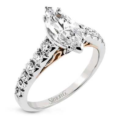 Halo - Style Diamond Rings with Smaller Accent DiamondsEngagement Ring in 18k Gold with Diamonds