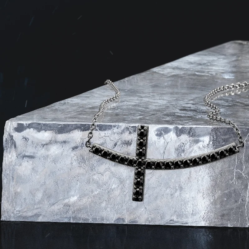 Solitaire Diamond Rings in Platinum SettingsMoon Shadow Natural Black Diamond Alternative Pendant with a White Necklace