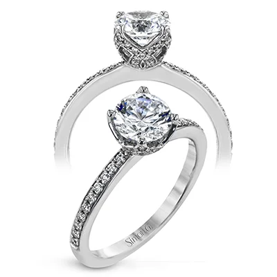 Halo - Style Diamond Rings with Smaller Accent DiamondsEngagement Ring in 18k Gold with Diamonds