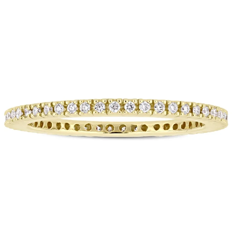 Halo - Style Diamond Rings with Smaller Accent DiamondsMiadora 14k Yellow Gold 1/3ct TDW Diamond Full Eternity Wedding Band