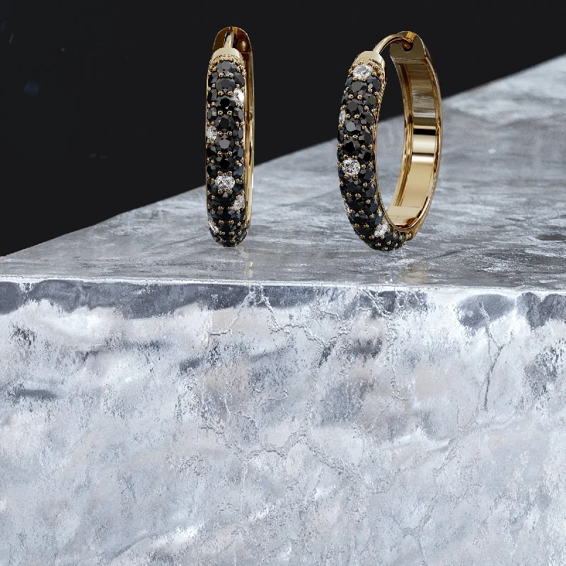 Halo - Style Diamond Rings with Smaller Accent DiamondsShadowplay Natural Black & White Diamond Yellow Gold Unique Earrings