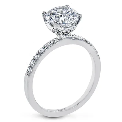Halo - Style Diamond Rings with Smaller Accent DiamondsEngagement Ring in 18k Gold with Diamonds