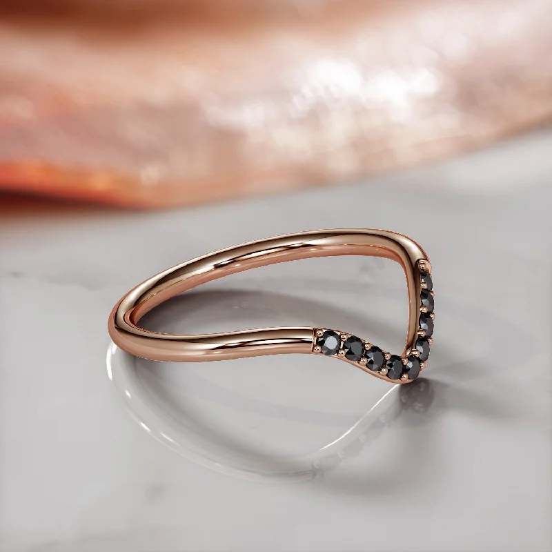 Solitaire Diamond Rings in Platinum SettingsVoidfire Star - Curved Natural Black Diamond Wedding RIng