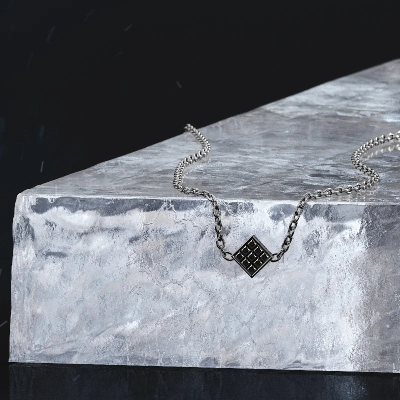 Vintage - Inspired Diamond Rings with Filigree WorkVoid Natural Black Diamond Alternative Pendant with a White Necklace