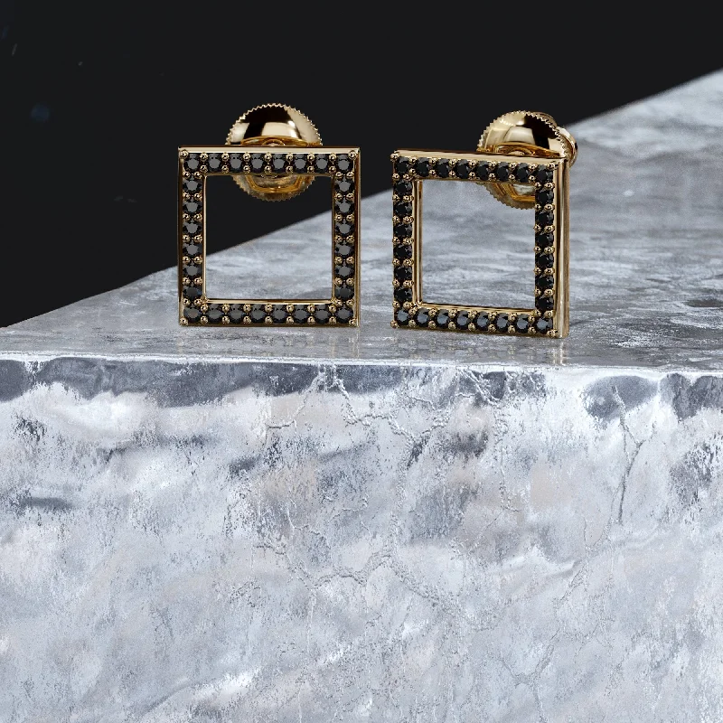 Halo - Style Diamond Rings with Smaller Accent DiamondsInk Natura Black Diamonds Yellow Gold Unique Earrings