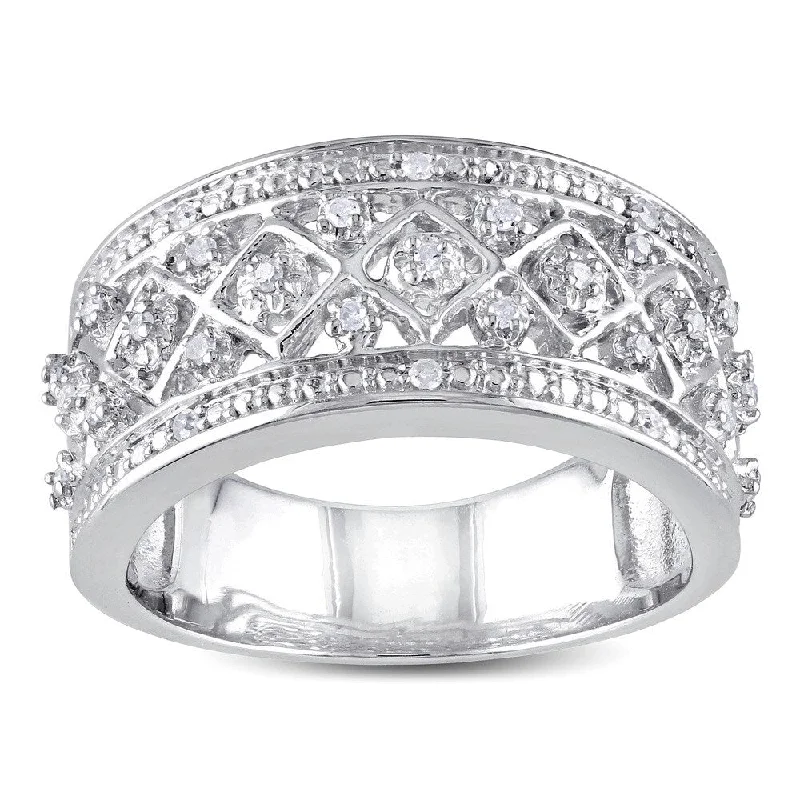 Three - Stone Diamond Rings with Princess - Cut DiamondsMiadora Sterling Silver 1/6ct TDW Diamond Ring