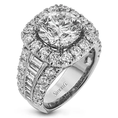Halo - Style Diamond Rings with Smaller Accent DiamondsEngagement Ring in 18k Gold with Diamonds