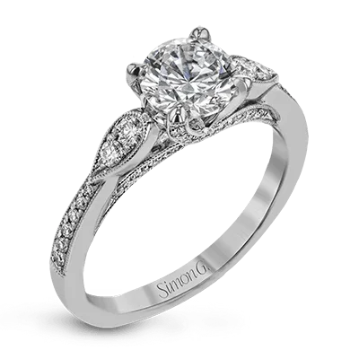 Halo - Style Diamond Rings with Smaller Accent DiamondsEngagement Ring in 18k Gold with Diamonds