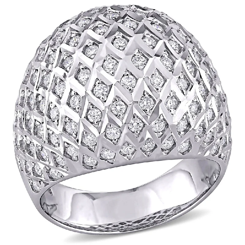 Custom - Designed Diamond Rings to Reflect Your PersonalityMiadora 18k White Gold 1 1/2ct TDW Diamond Cluster Dome Mesh Cocktail Ring