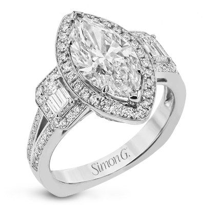 Halo - Style Diamond Rings with Smaller Accent DiamondsEngagement Ring in 18k Gold with Diamonds