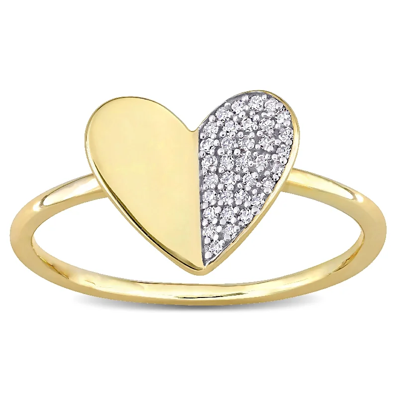 Custom - Designed Diamond Rings to Reflect Your PersonalityMiadora 10k Yellow Gold 1/10ct TDW Diamond Clustered Heart Ring