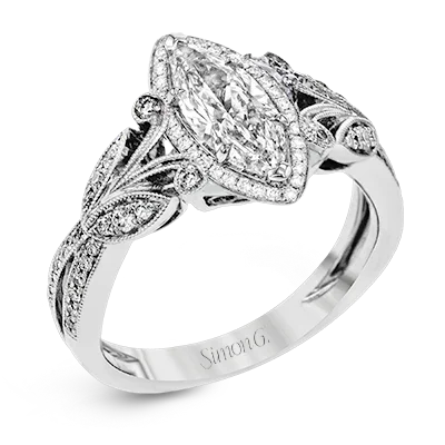 Halo - Style Diamond Rings with Smaller Accent DiamondsEngagement Ring in 18k Gold with Diamonds