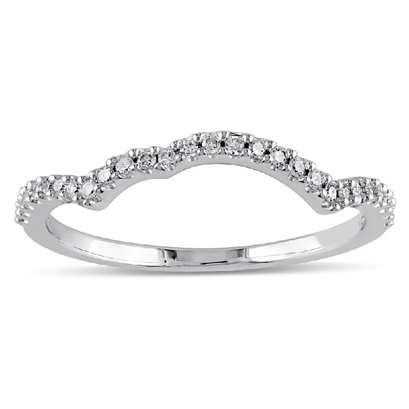 Vintage - Inspired Diamond Rings with Filigree WorkMiadora 14k White Gold 1/8ct TDW Diamond Curved Wedding Band