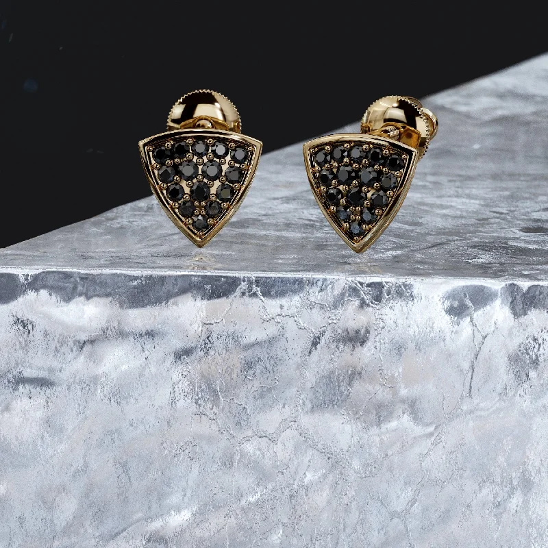 Three - Stone Diamond Rings with Princess - Cut DiamondsAngus Natural Black Diamonds Yellow Gold Unique Earrings