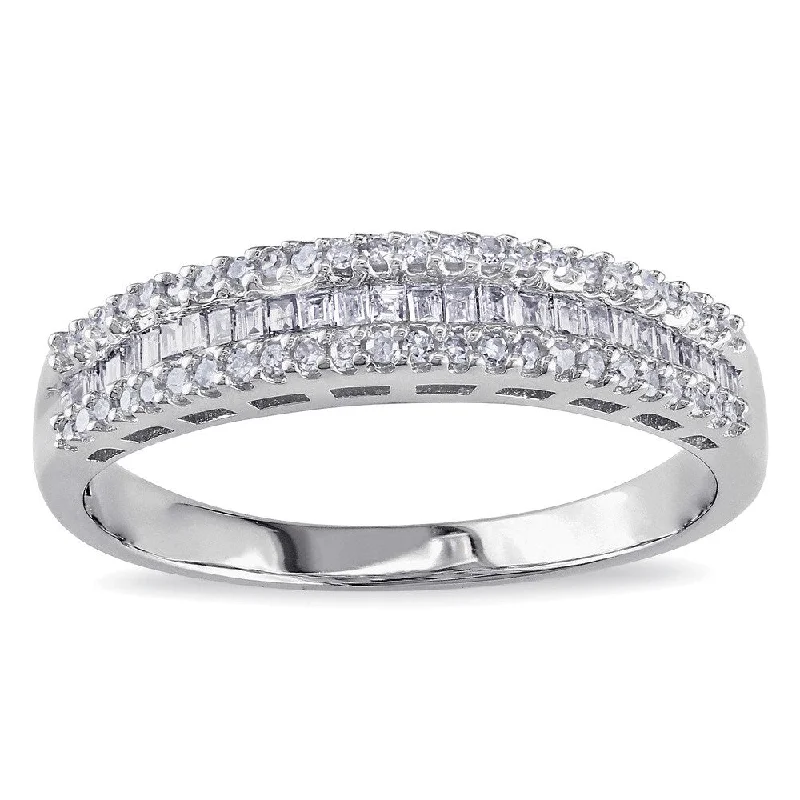 Halo - Style Diamond Rings with Smaller Accent DiamondsMiadora 10k White Gold 1/3ct TDW Baguette-cut Diamond Anniversary Ring