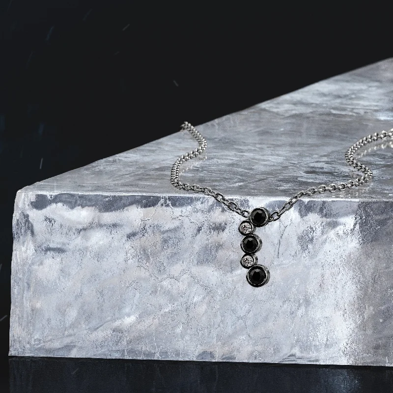 Three - Stone Diamond Rings with Princess - Cut DiamondsBlack Energy Natural Black Diamond Alternative Pendant with a White Necklace